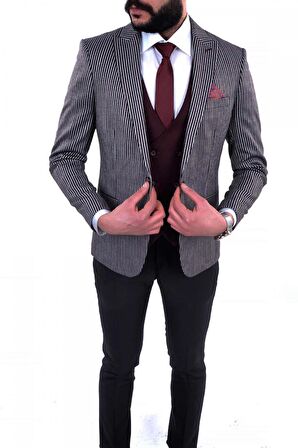 Fonte Falcao Kombinli Slimfit Yelekli Drop 6 Takım-Borddo