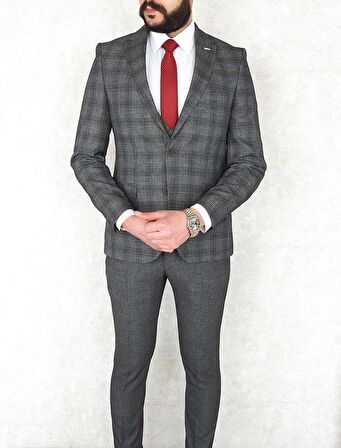 Fonte Falcao Slimfit Yelekli Drop 6 Takım-Gri