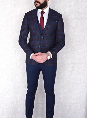 Jan Carlucci Yünlü Slimfit Yelekli Drop 6 Takım