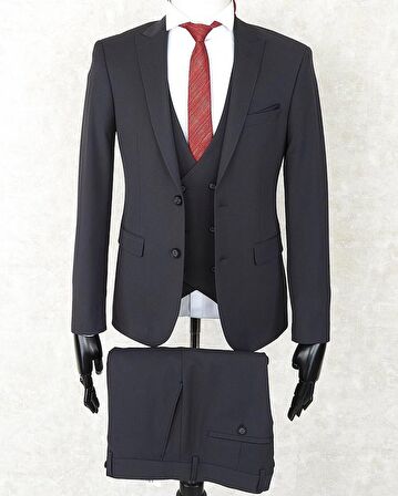 Jan Carlucci Slimfit Yelekli Drop 6 Takım-KoyuGri