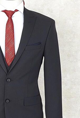 Jan Carlucci Slimfit Yelekli Drop 6 Takım-KoyuGri