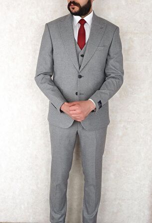 Jan Carlucci Slimfit Yelekli Drop 6 Takım-Gri