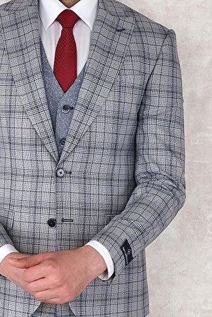 Jan Carlucci Slimfit Yelekli Drop 6 Takım-Gri