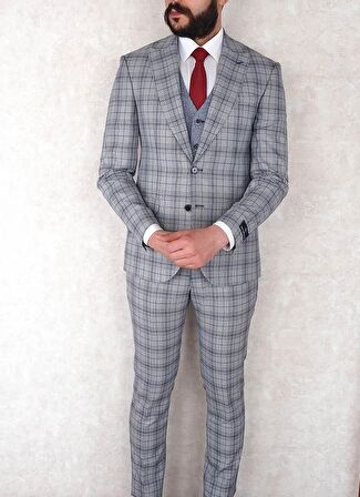 Jan Carlucci Slimfit Yelekli Drop 6 Takım-Gri