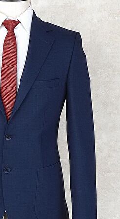 Jan Carlucci Yazlık İki Düğme-Yarım Astar- Slimfit Drop 6 Ceket-Lacivert