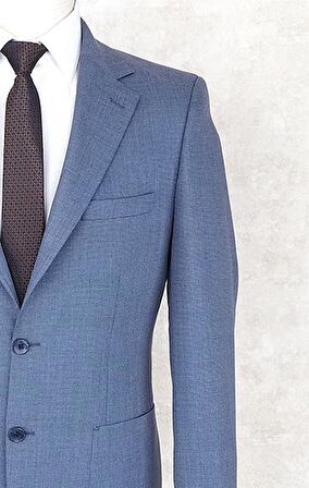 Jan Carlucci Yazlık İki Düğme-Yarım Astar- Slimfit Drop 6 Ceket-Mavi