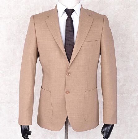 Jan Carlucci Yazlık İki Düğme-Yarım Astar- Slimfit Drop 6 Ceket-Açık Somon Rengi
