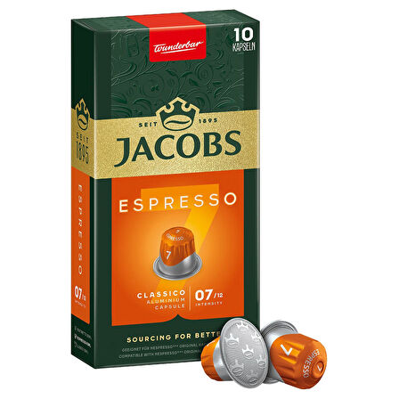 Jacobs Espresso 7 Classico Nespresso Uyumlu Kapsül Kahve 10 Kapsül