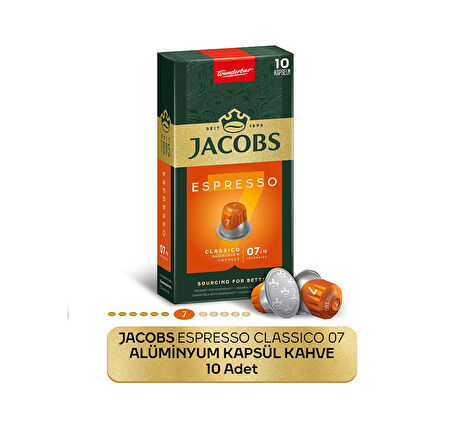 Jacobs Espresso 7 Classico Nespresso Uyumlu Kapsül Kahve 10 Kapsül