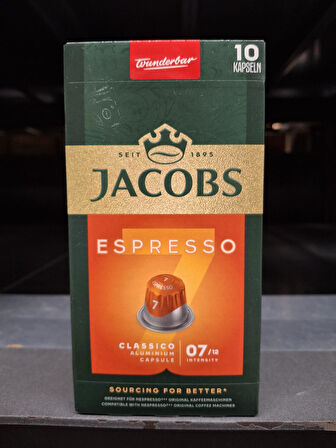 Jacobs Espresso 7 Classico Nespresso Uyumlu Kapsül Kahve 10 Kapsül