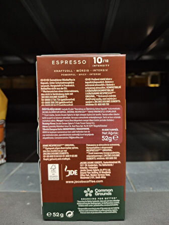 Jacobs Espresso 10 Intenso Nespresso Uyumlu Kapsül Kahve 10 Kapsül