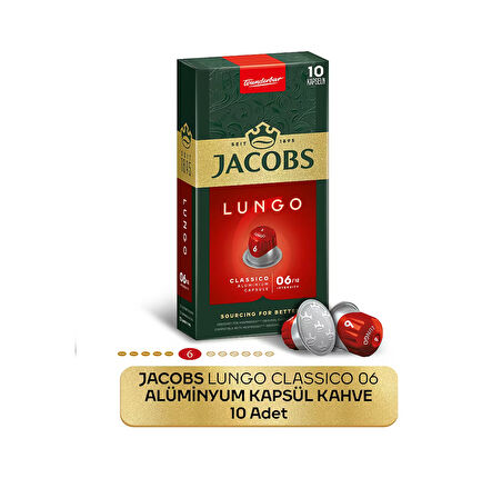 Jacobs Lungo 6 Classic Nespresso Uyumlu Kapsül Kahve 10 Kapsül
