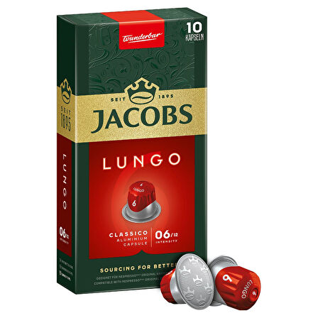 Jacobs Lungo 6 Classic Nespresso Uyumlu Kapsül Kahve 10 Kapsül X 5 Adet
