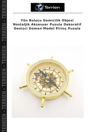 Yön Bulucu Gemicilik Objesi Nostaljik Aksesuar Pusula Dekoratif Denizci Dümen Model Pirinç Pusula