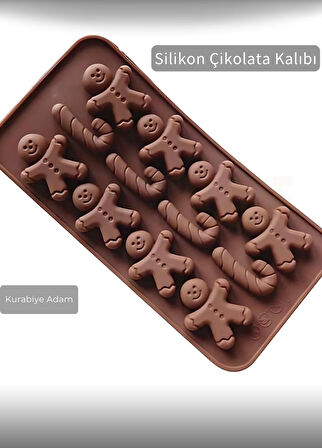 Kurabiye Adam Desen Çikolata Kalıbı BPA FREE Buz Kalıbı Silikon Tatlı Kalıbı Yapışmaz Kalıp