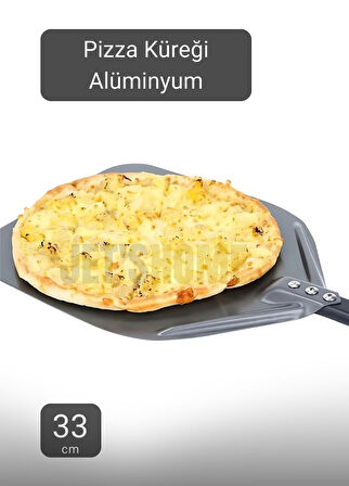 Pizza Küreği Alüminyum Lahmacun Küreği Saplı Fırın Küreği Asılabilir 33 cm Çaplı