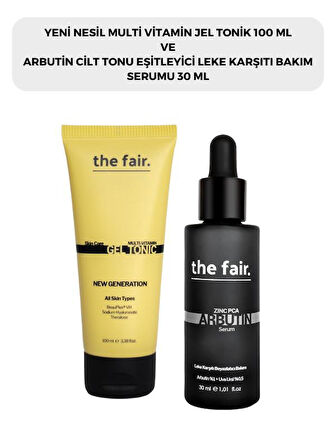 the fair. Multi Vitamin Jel Tonik 100 ml ve Arbutin Cilt Tonu Eşitleyici Leke Karşıtı Bakım Serumu 30 ml 