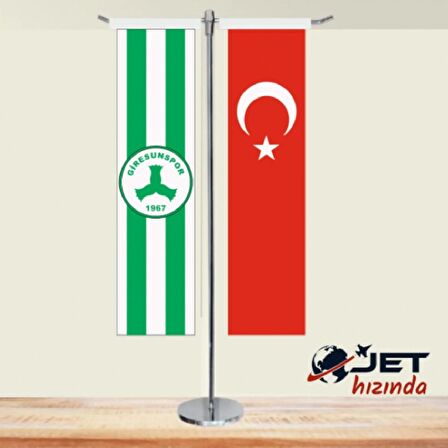 Jethızında Giresun Spor Ve Türk Bayrağı 2'li T Masa Bayrağı Takımı