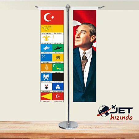 Jethızında 17 Türk Devleti Ve Atatürk 2'li T Masa Bayrağı Takımı