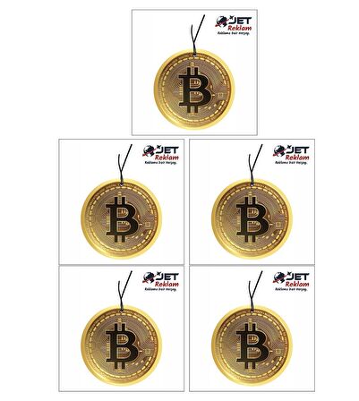 Jethızında 5'li Set Bitcoin Tasarımlı Dekoratif Araç Kokusu