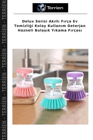Delux Serisi Akıllı Fırça Ev Temizliği Kolay Kullanım Deterjan Hazneli Bulaşık Yıkama Fırçası