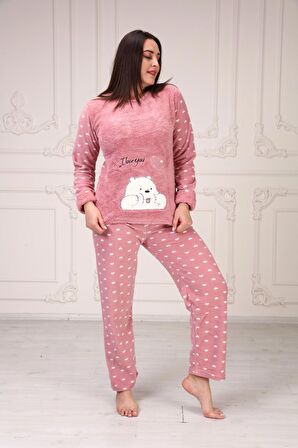 Ayıcık Baskılı Polar Pijama Takım