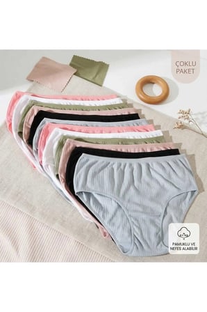 BEYAZ TOPTAN KADIN 12'Lİ COTTON BİKİNİ 0592