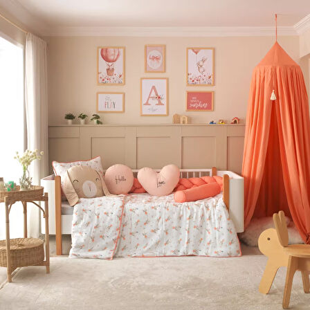 Rabbit %100 Pamuk Müslin Montessori Uyku Seti – Kalpli ve Tavşanlı Yastıklarla - Bebek ve Çocuk Odası için