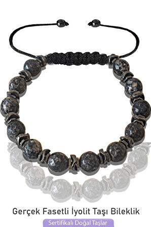 Sertifikalı Fasetli 8mm Doğal Gerçek İyolit Taşı Bileklik - Su Safiri