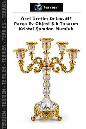 Özel Üretim Dekoratif Parça Ev Objesi Şık Tasarım Kristal Şamdan Mumluk