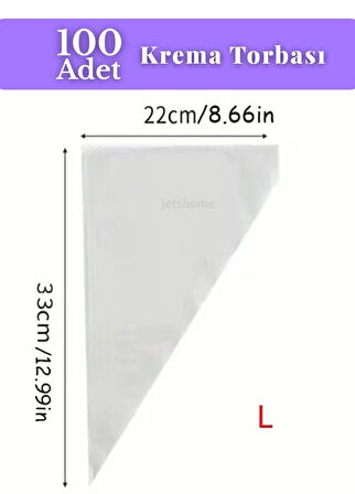100'lü Krema Torbası Kullan At Şanti Sıkma Torbası Büyük Boy Süsleme Torbası