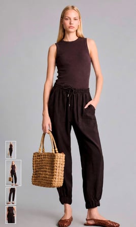 Kadın Kahverengi Beli Lastikli Jogger Pantolon Cepli Bağcıklı Rahat Kesim Günlük Yazlık Pantolon