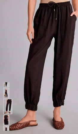 Kadın Kahverengi Beli Lastikli Jogger Pantolon Cepli Bağcıklı Rahat Kesim Günlük Yazlık Pantolon