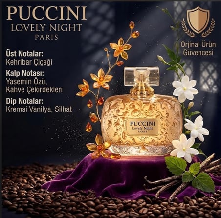 Puccini Lovely Night Paris Kadın Parfümü - Yasemin Özü, Kahve Çekirdekleri & Silhat Notası