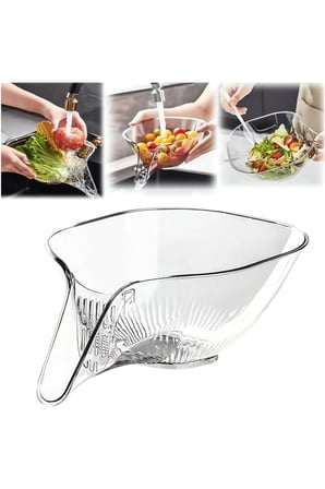 5 Adet Meyve Sebze Yıkama Süzgeci – Şeffaf Yemek Kasesi Çıkarılabilir Filtreli, Süzgeçli Salata Kasesi, Vegetable Washer