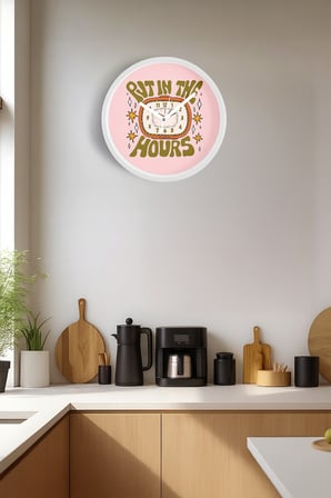 Modern Duvar Saati - 30cm - Önü Camlı Beyaz Kasa - Sessiz Mekanizma