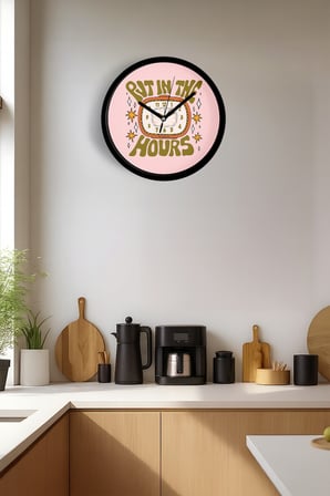 Modern Duvar Saati - 35cm - Önü Camlı Siyah Kasa - Sessiz Mekanizma