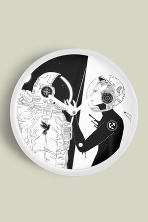 Uzay - Astronot - Astronomi Temalı Modern Duvar Saati - 35cm - Sessiz Mekanizma