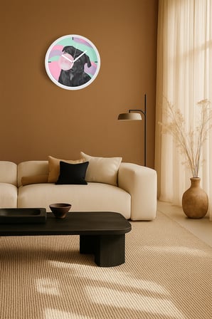 Sevimli Köpek Temalı Modern Duvar Saati - 30cm - Önü Camlı Beyaz Kasa - Sessiz Mekanizma