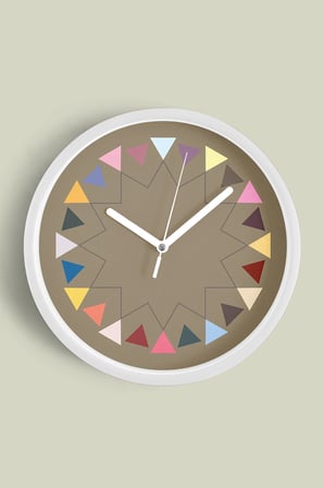Soyut - Geometrik Temalı Modern Duvar Saati - 35cm - Önü Camlı Beyaz Kasa - Sessiz Mekanizma