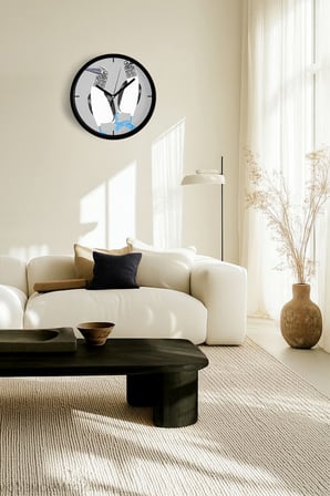 Sevimli Kuş Temalı Modern Duvar Saati - Çocuk Odası - 42cm - Önü Camlı Siyah Kasa - Sessiz Mekanizma