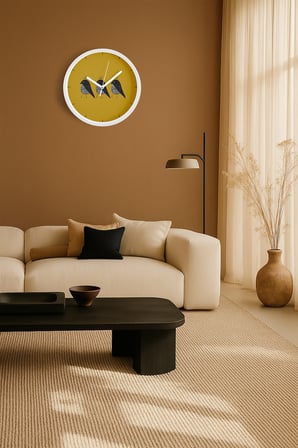 Sevimli Kuş Temalı Modern Duvar Saati - 42cm - Önü Camlı Beyaz Kasa - Sessiz Mekanizma