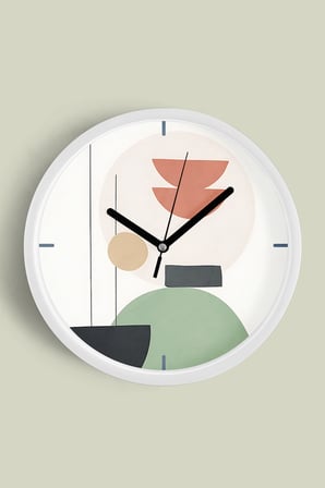 Soyut Tasarım Modern Duvar Saati - 42cm - Önü Camlı Beyaz Kasa - Sessiz Mekanizma