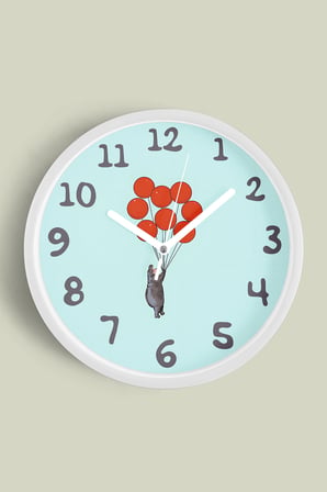 Soyut Tasarım Çocuk Odası Modern Duvar Saati - 42cm - Önü Camlı Beyaz Kasa - Sessiz Mekanizma