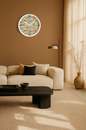 Renkli Balık Modern Tasarım Duvar Saati - 42cm - Önü Camlı Beyaz Kasa - Sessiz Mekanizma