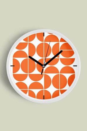 Soyut - Geometrik Temalı Modern Duvar Saati - 35cm - Önü Camlı Beyaz Kasa - Sessiz Mekanizma