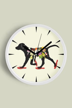 Soyut Köpek Tasarım Modern Duvar Saati - 42cm - Önü Camlı Beyaz Kasa - Sessiz Mekanizma