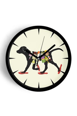 Soyut Köpek Tasarım Modern Duvar Saati - 42cm - Önü Camlı Siyah Kasa - Sessiz Mekanizma