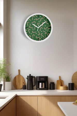 Soyut Noel Şekeri Yılbaşı Tasarım Modern Duvar Saati - 42cm - Sessiz Mekanizma