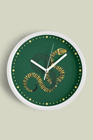 Soyut Yılan Temalı Modern Duvar Saati - 42cm - Önü Camlı Beyaz Kasa - Sessiz Mekanizma